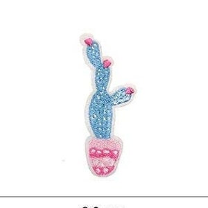 Cactus Patch Blue Cacti Iron on Embroidery Cacti Patch Embroidered Cactus Patch Badge Motif Appliqué for Clothes Cute - 101