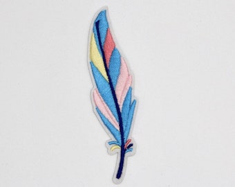 Patch de plumes délicates couleurs pastel thermocollant sur broderie plume patch brodé plume patch badge motif appliqué vêtements mignon - 102