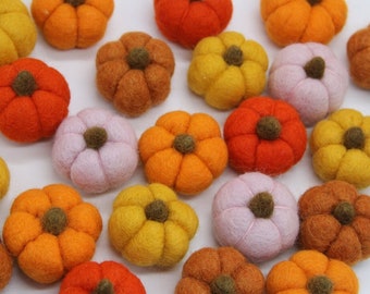 Felted Pumpkins - Sold Individually - 100% Pure Wool Felted Pumpkins 4cm x 3cm Approx - Fall Craft Autumn Decoration Felt Craft Supply