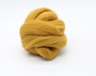1 Ounce Mustard Merino Wool Roving for Felting