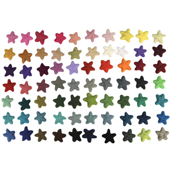 Formes d’étoiles en feutre 3 cm - 3D Étoiles en feutre de laine lâche Guirlande DIY Pick n Mix Choisissez les couleurs et les quantités Pompons en feutre Pom Poms PomPoms Craft