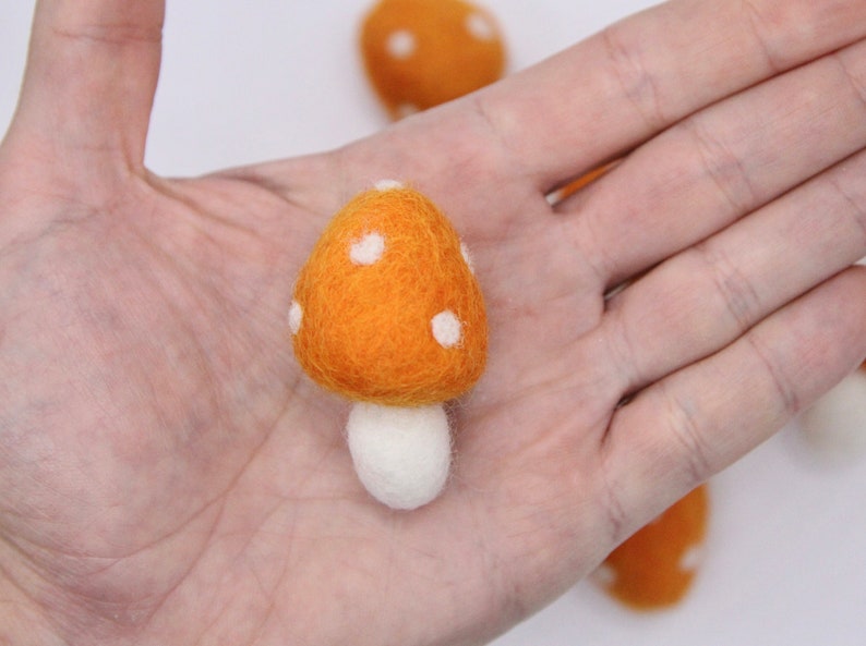 Orange Wool Felt MushroomsToadstools Each Measures Approx 4.5cm-5cm Sold Individually