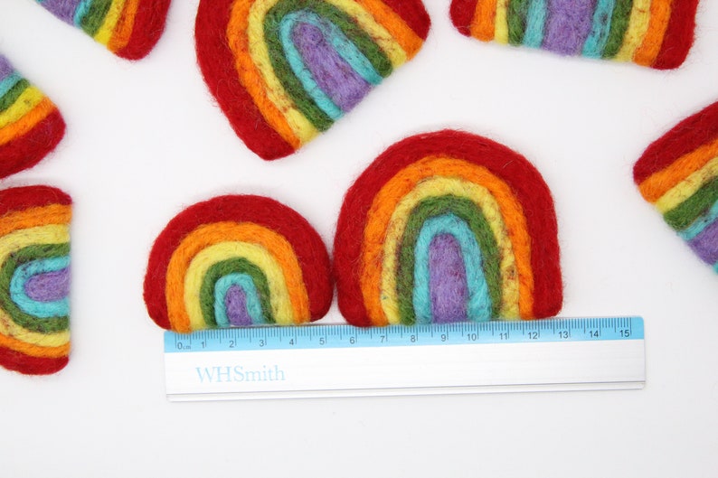 Bright Wool Felted Rainbow Sold Individually Small or Large Sizes Handmade 100% Wool Baby Mobile Supplies DIY Garland Pride Decorations image 3