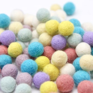 50 x 2cm Wool Felt Balls Assorted Pastel Easter Colours - 100% Wool Handmade Felt Balls - Felt Pom Poms Pompoms