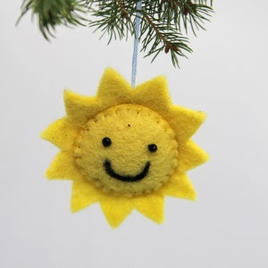 Hanging Felt Sun Decoration for Christmas Tree Cute Quality 100% Wool Felt Felted Handmade Fun Quirky Decoration Xmas Tree Ornament Original