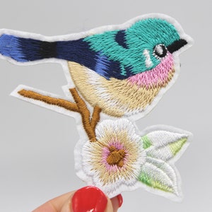 Bluebird Patch - Iron on Bluebird Patch - Embroidered Bird Patch Iron on Badge Bird Motif Appliqué Clothes Patch Cute - 84