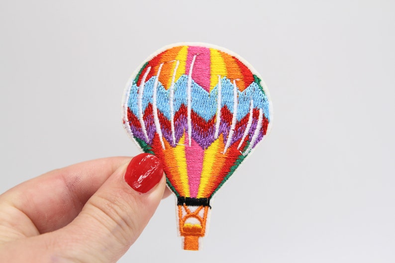 Hot Air Balloon Patch Iron on Colourful Rainbow Hot Air Balloon Patch Embroidered Air Balloon Patch Badge Motif Appliqué Clothes Patch 4 image 3