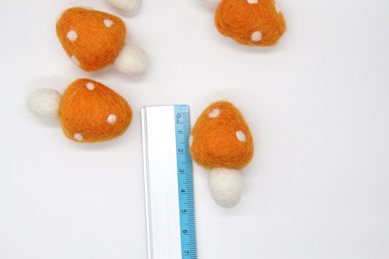 Orange Wool Felt MushroomsToadstools Each Measures Approx 4.5cm-5cm Sold Individually