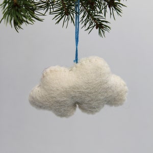 Hanging Felt Cloud Decoration for Christmas Tree Cute Quality Wool Felt Felted Handmade Fun Quirky Decoration Xmas Tree Ornament Original