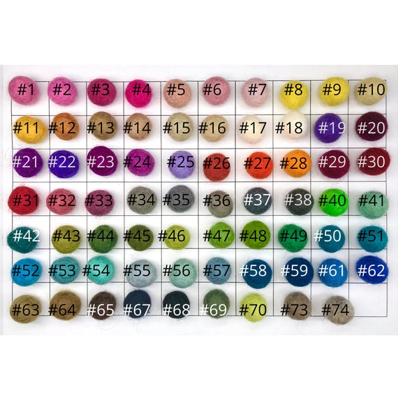 Twenty 2 cm Wool Felt Balls in 10 Colours Twenty 2 cm Wool Felt Balls in 10 Colours