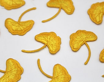 Yellow Ginkgo Leaf Embroidered Patch – Iron On Appliqué