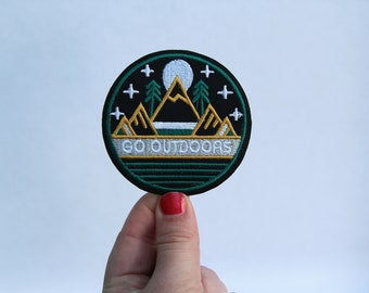 Go Outdoor Patch Iron on Hiker Patch Adventure Outdoor Embroidered Patch Iron on Badge Wanderlust Motif Appliqué Clothes Patch Quality - 36