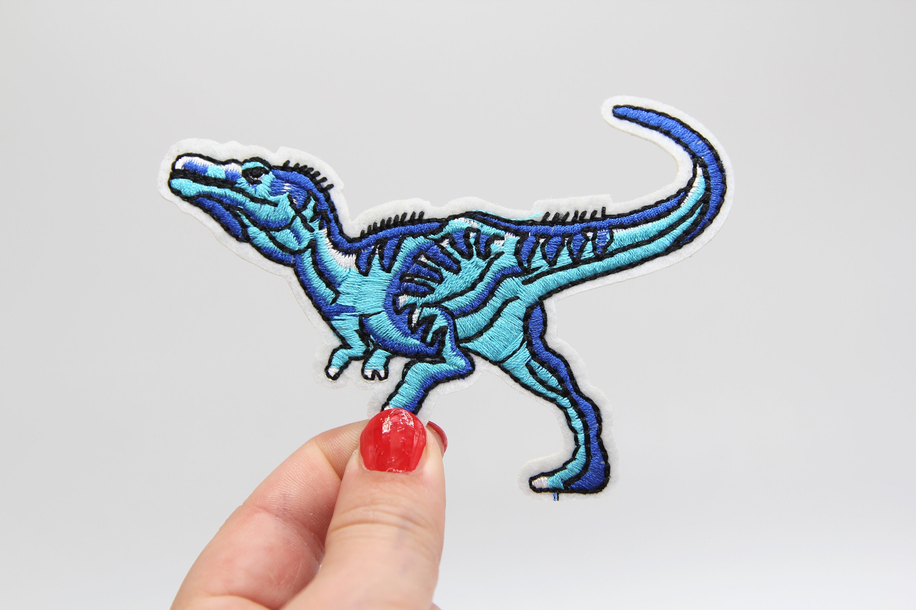 Dinosaur Patch Iron on Blue Megalosaurus Patch Embroidered Etsy Canada