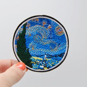 Van Gogh Starry Night Patch Iron on Starry Night Patch Embroidered Van Gogh Emblem Iron on Badge Motif Appliqué Embroidery Clothes - 43