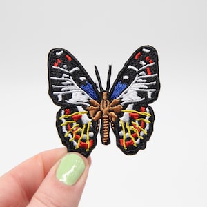 Butterfly Patch Iron on Embroidered Butterfly Patch Gift Blue Mariposa Patch Iron on Badge Butterfly Motif Appliqué Clothes Patch Cute - 17