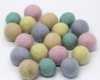 Palest Pastel Wool Felt Balls - Handmade Pom Poms, Craft Beads