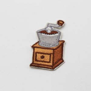 Coffee Grinder Iron on Coffee Patch Coffee Lover Gift Embroidery Embroidered Patch/Applique/Motif Cute Customise Clothes Clothing 77 image 2