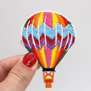 Hot Air Balloon Patch Iron on Colourful Rainbow Hot Air Balloon Patch Embroidered Air Balloon Patch Badge Motif Appliqué Clothes Patch 4 image 1