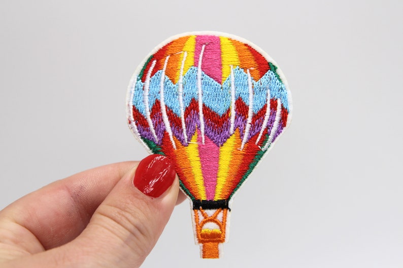 Hot Air Balloon Patch Iron on Colourful Rainbow Hot Air Balloon Patch Embroidered Air Balloon Patch Badge Motif Appliqué Clothes Patch 4 image 1
