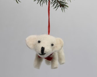 Felt Dog Christmas Ornament, Handmade Wool Holiday Decoration