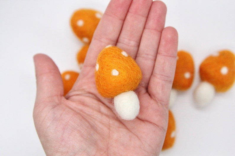 Orange Wool Felt MushroomsToadstools Each Measures Approx 4.5cm-5cm Sold Individually