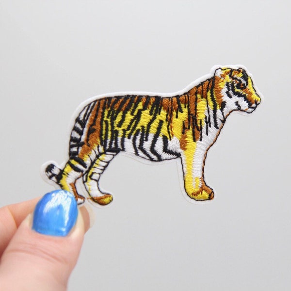 Tiger Patch - Iron on Prowling Tiger Patch - Embroidered Tiger Patch Iron on Badge Tiger Motif Appliqué Clothes Patch Cute - 52