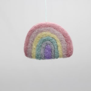 Hanging Felt Rainbow Decoration for Christmas Tree -  Pastel Pink 100% Wool Felt Felted Handmade Pastel Quirky Decoration Xmas Tree Ornament