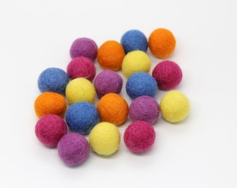 Multi Brights Handmade Wool Felt Balls - Pom Pom Palette, Craft Supplies