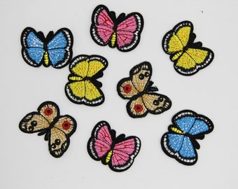 Butterfly Patch Iron on Embroidered Dragonfly Patch Blue or Orange Butterfly Patch Iron on Badge Damselfly Motif Appliqué Clothes Cute - 73