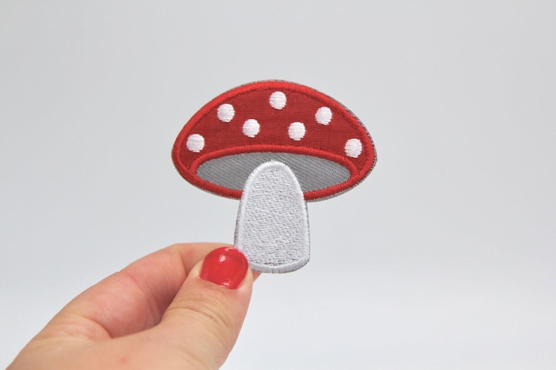 Mushroom Patch Iron on Toadstool Patch Embroidered Fly image 1