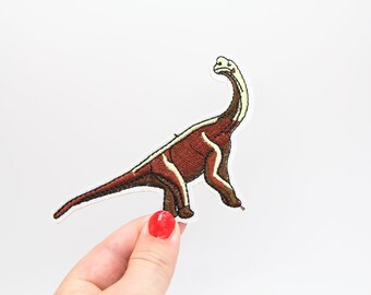 Brachiosaurus Patch – Brown Dinosaur Embroidered Iron-On Appliqué