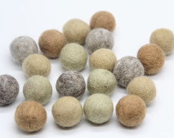 Nordic Neutrals Pom Pom Palette - 20 balls - 1cm, 1.5cm, or 2cm Wool Felt Balls in 100% Wool Handmade Felt Balls Pom Poms Felt Beads