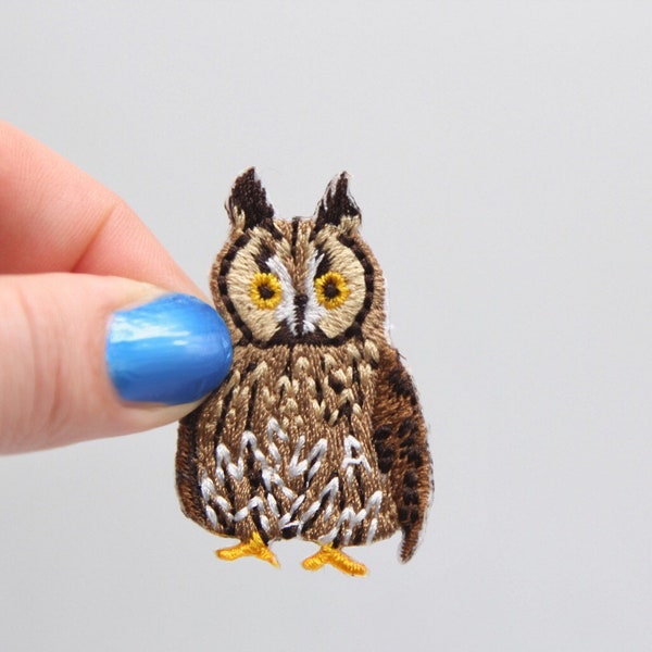 Brown Owl Patch - Iron on Cute Owl Patch - Embroidered Owl Patch Iron on Owl Badge Owl Motif Appliqué Clothes Patch Quality Bird Patch - 136