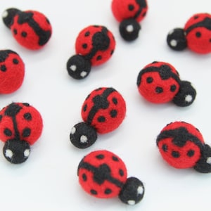 Wool Felt Ladybird/Ladybug Handmade - 1 piece - Measures Approximately 4cm x 2.7cm