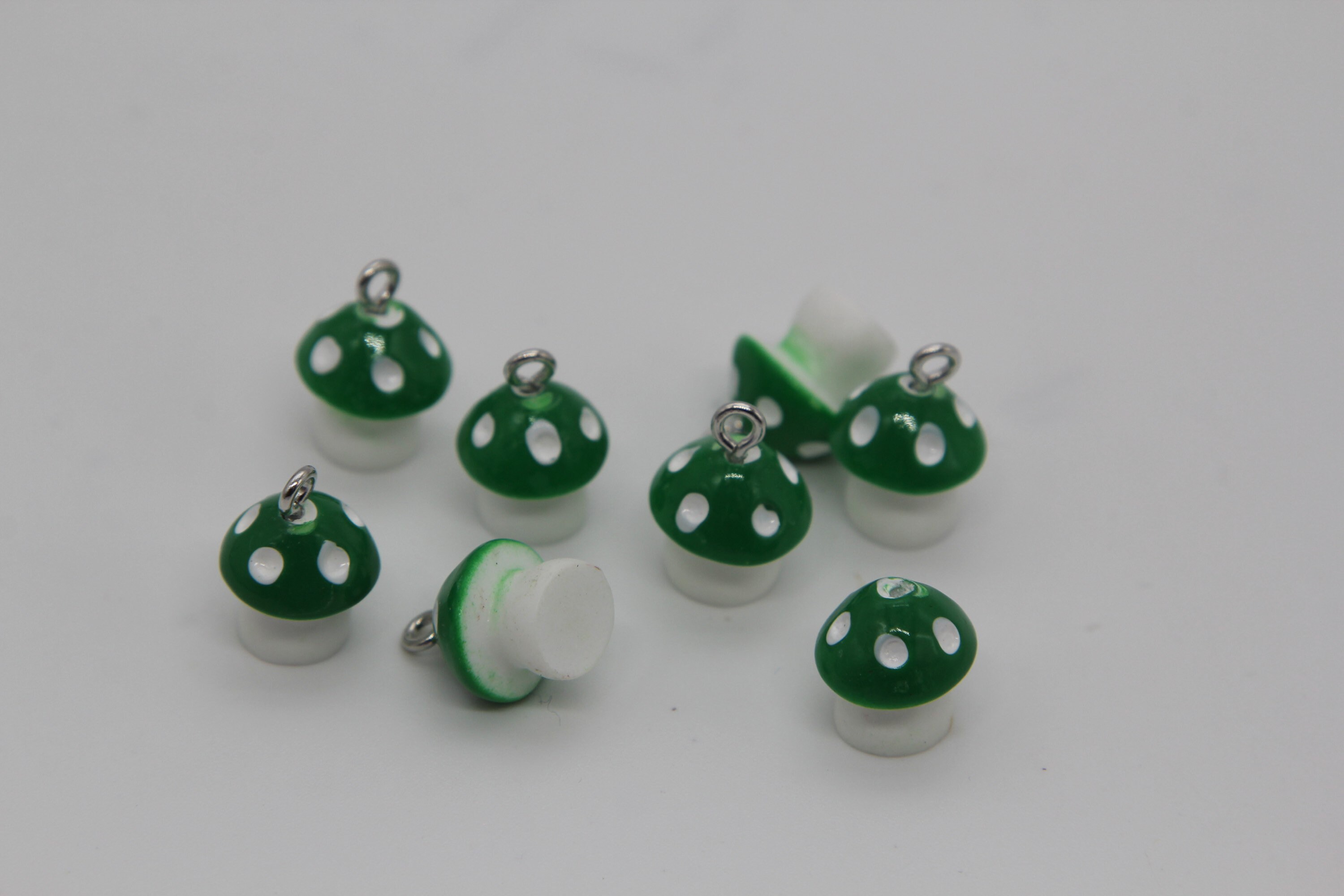 Mega Pet 20 Ciondoli A Forma Di Fungo In Lega Smaltata Con Perle Finta Resina - 5 Forme Diverse, 23x15,5 Mm, Per Gioielli Fai Da Te