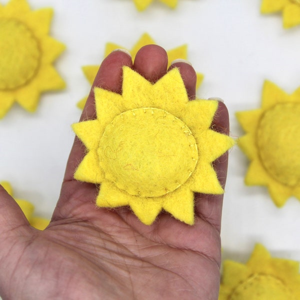 Felted Sun Measures Approx 8cm x 8cm - Yellow Felt Suns for Baby Mobiles and Garlands Sol Sun Hanging Solar Craft Supply Felt Sun Craft Sun