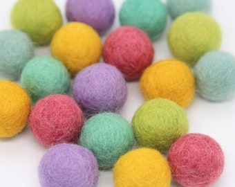 Bubble Gum Filz Pom-Poms - Helle Mehrfarbige 100% Wolle Pom Poms
