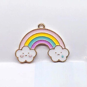 Pastel Rainbow Charm - Enamel Pastel Rainbow Charm Enamel Metal Charm Bracelet Jewellery Supplies Necklace Charm Gold Daisy Chain Pendant