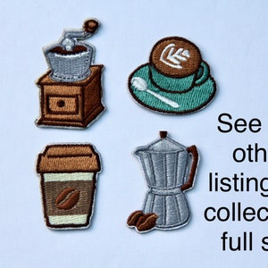 Coffee Grinder Iron on Coffee Patch Coffee Lover Gift Embroidery Embroidered Patch/Applique/Motif Cute Customise Clothes Clothing 77 image 3