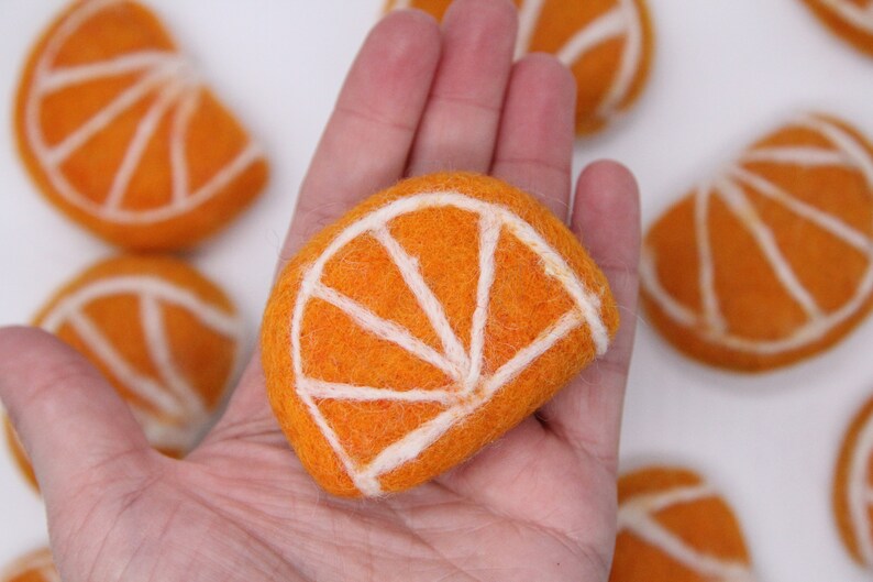 Sold Individually Fruit Craft Decoration Felt Craft Supply Felted Orange Slice 100/% Pure Wool Felted Orange Fruit 6cm x 4.5cm Approx