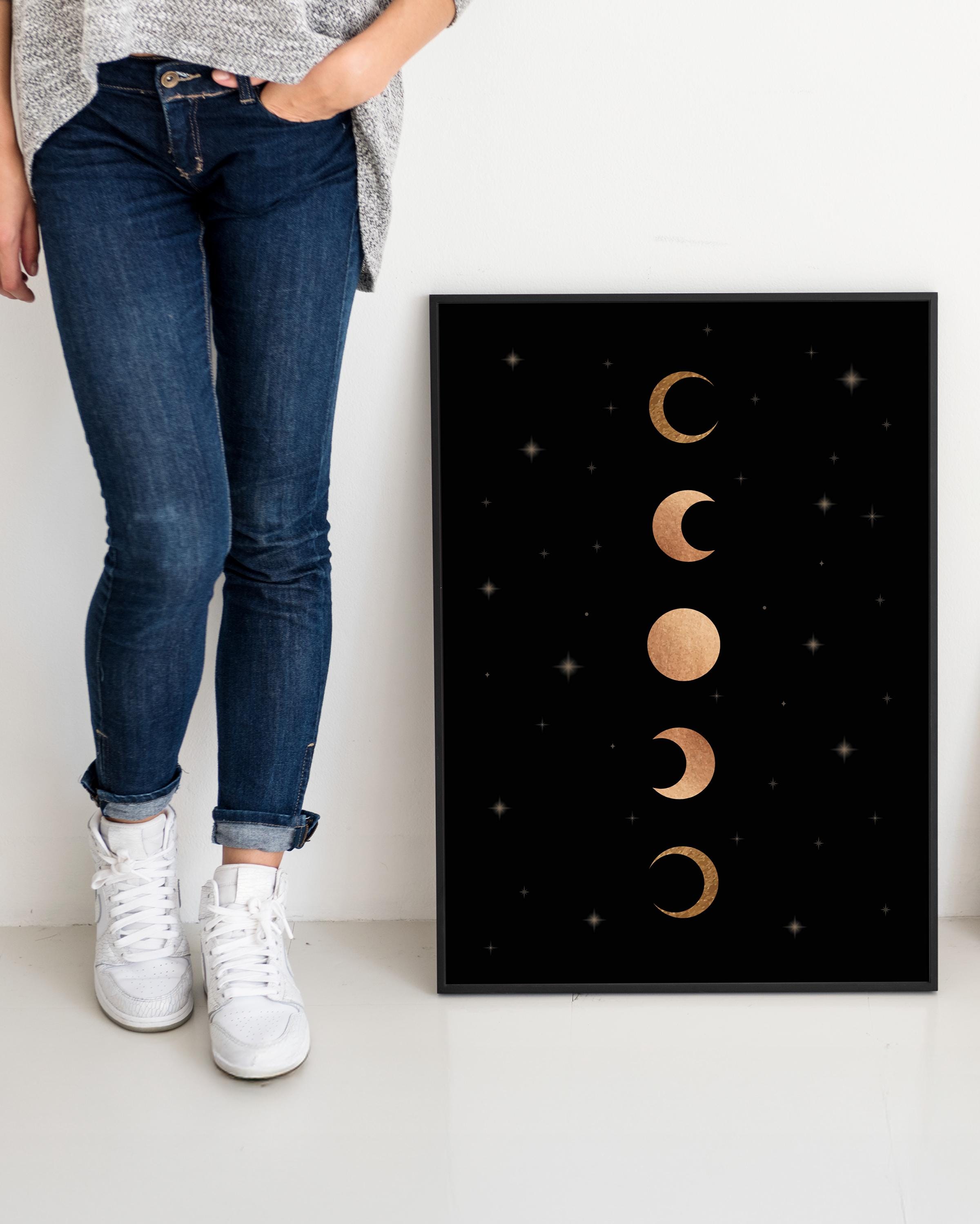 Gold Moon Phases Print, Celestial Wall Art (digital Download) - Etsy