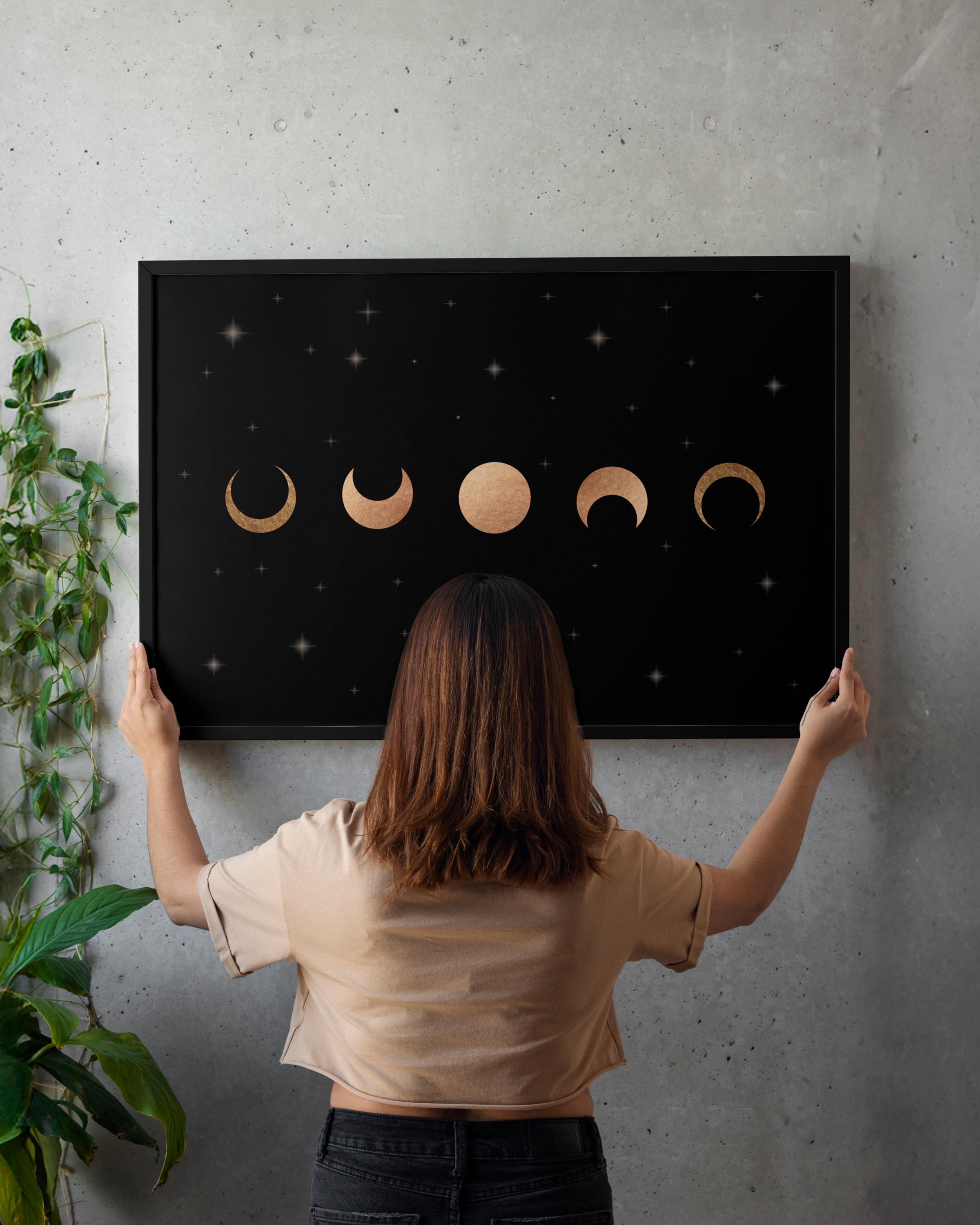 Gold Moon Phases Print, Celestial Wall Art (digital Download) - Etsy