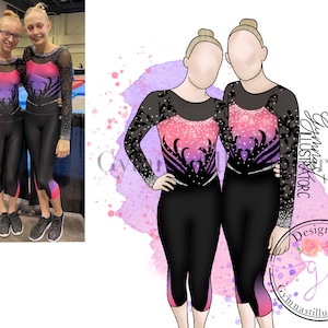 Custom sport drawing with 2-5 people (gymnastics, dance, volleyball, skating and more)