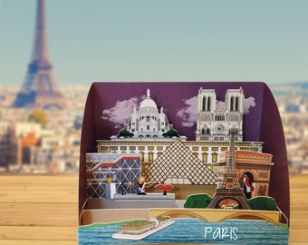 Paris - Pop Up 3D "Paper Sculpture" gift, greetings, birthday, wedding, made in italy, crafts