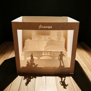 Firenze - Pop Up 3D "Luci e ombre" regalo, auguri, compleanno, matrimonio, made in italy, artigianato