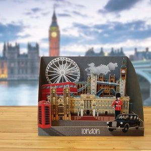 London - Pop Up 3D "Paper Sculpture" gift, greetings, birthday, wedding, made in italy, crafts