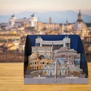 Roma - Pop Up 3D "Scultura di carta" regalo, auguri, compleanno, matrimonio, made in italy, artigianato