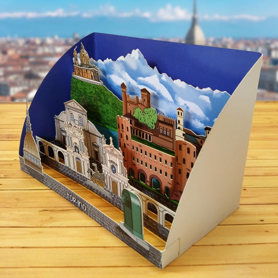 LIN Biglietto Pop-Up Roma 3D - Cartolina D'Auguri Con Skyline Italiano, Busta E Custodia Inclusa, Ideale Per Regali E Soldi, Fatto A Mano