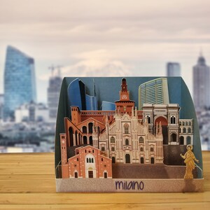 Milan - Pop Up 3D « Paper Sculpture » cadeau, salutations, anniversaire, mariage, made in italy, artisanat