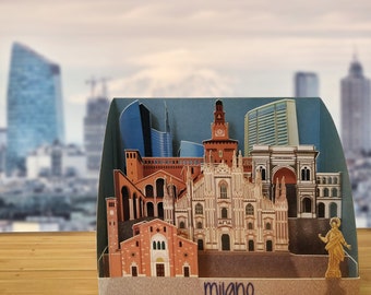Milano - Pop Up 3D "Scultura di carta" regalo, auguri, compleanno, matrimonio, made in italy, artigianato